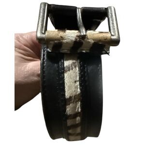 Linea Pelle Handmade Zebra Pony Hair Statement Belt Genuine Leather 38” Small